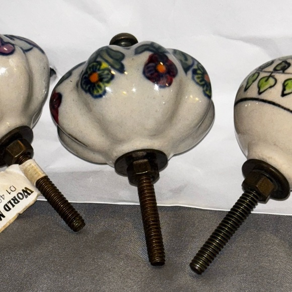 Beautiful Unique Artisan Hand Painted Multicolor Floral Ceramic Knobs, Set of 6 - Picture 3 of 4